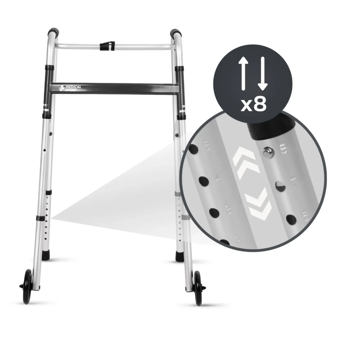 Balkonik aluminiowy do chodzenia ze zdejmowanymi kółkami Step Light MSupport