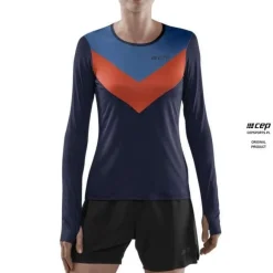 Damska koszulka sportowa z długim rękawem CEP Chevron ciemnoniebieska