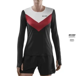 Damska koszulka sportowa z długim rękawem CEP Chevron czarna