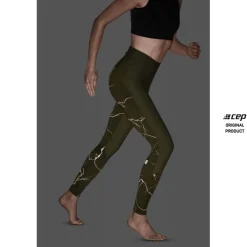 Damskie długie spodnie sportowe do biegania CEP Reflective zielone