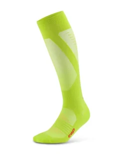 Damskie podkolanówki kompresyjne do biegania PRO Run Ultralight CEP limonkowe