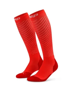 Damskie skarpetki odblaskowe do biegania podkolanówki kompresyjne CEP Pro Run Reflective 3.0 koralowe