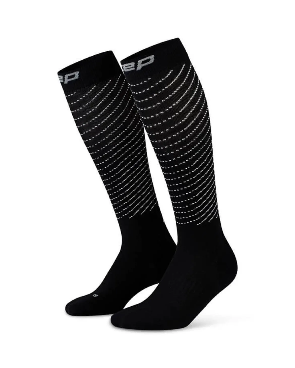 Damskie skarpetki odblaskowe do biegania podkolanówki kompresyjne CEP Pro Run Reflective 3.0 czarne