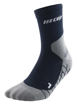 Damskie skarpety kompresyjne trekkingowe CEP z wełną Hiking Light Merino krótkie niebieske