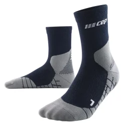 Damskie skarpety kompresyjne trekkingowe CEP z wełną Hiking Light Merino krótkie niebieske
