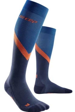 Damskie skarpety kompresyjne sportowe CEP Chevron wysokie ciemnoniebieskie