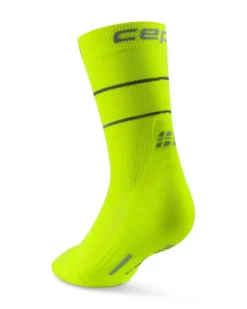 Damskie skarpety kompresyjne do połowy łydki do biegania PRO Run Reflective CEP neonowo żółte
