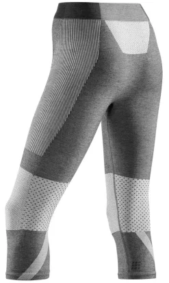 Damskie zimowe legginsy sportowe 3/4 nogawki CEP szare