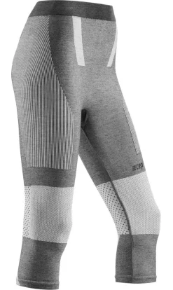 Damskie zimowe legginsy sportowe 3/4 nogawki CEP szare