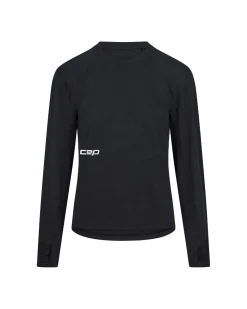 Damski longsleeve bluzka sportowa z wełny merino na zimę Core Run CEP czarna
