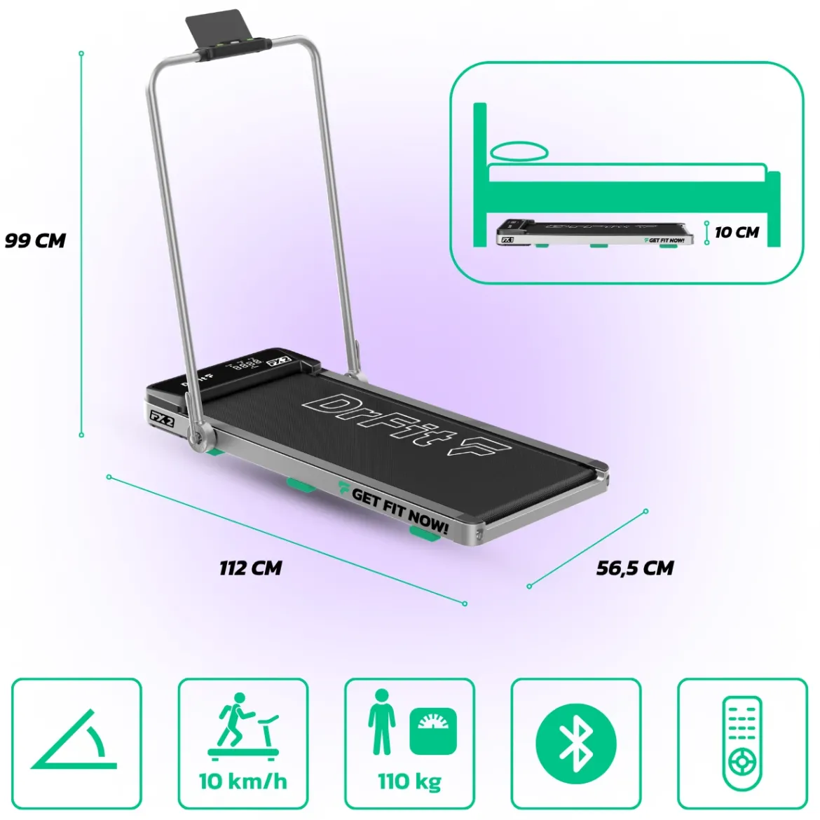 DrFit Elektryczna bieżniadomowa FX2 do chodzenia i biegania