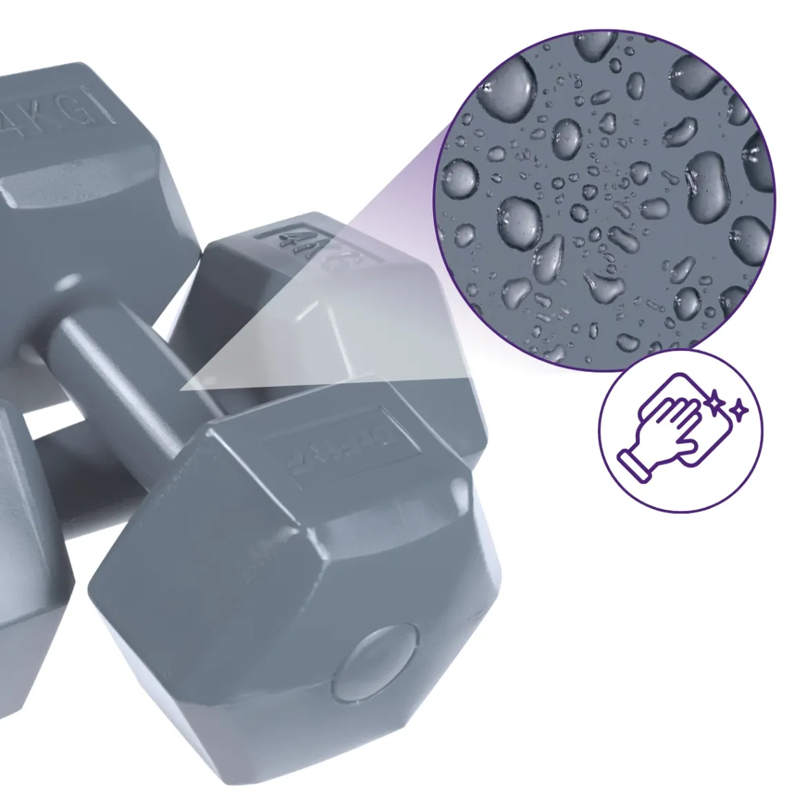 DrFit Hantle sześciokątne heksagony 4 kg ciemnoszare (2 sztuki)