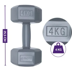 DrFit Hantle sześciokątne heksagony 4 kg ciemnoszare (2 sztuki)