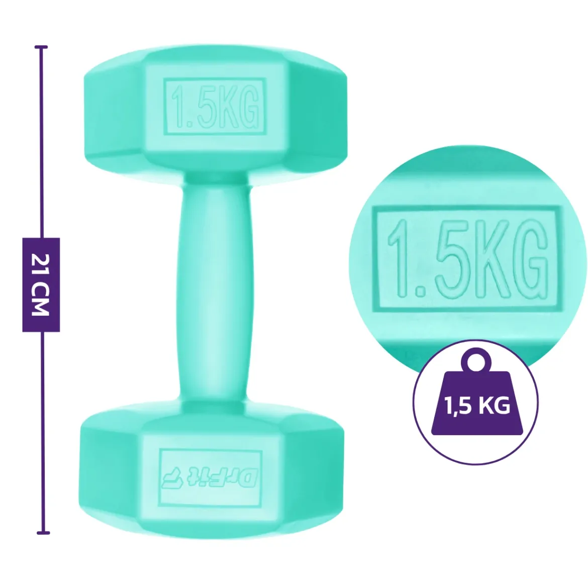 DrFit Hantle sześciokątne heksagony 1,5 kg miętowy (2 sztuki)