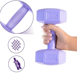 DrFit Hantle sześciokątne heksagony 1,5 kg fioletowy (2 sztuki)
