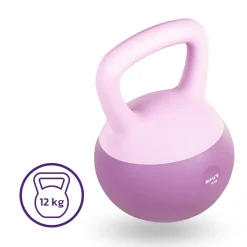 DrFit Kettlebell odważnik kulowy z piaskiem do ćwiczeń siłowych fioletowy 12kg