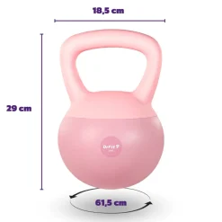 DrFit Kettlebell odważnik kulowy z piaskiem do ćwiczeń siłowych różowy 6kg