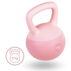 DrFit Kettlebell odważnik kulowy z piaskiem do ćwiczeń siłowych różowy 8 kg
