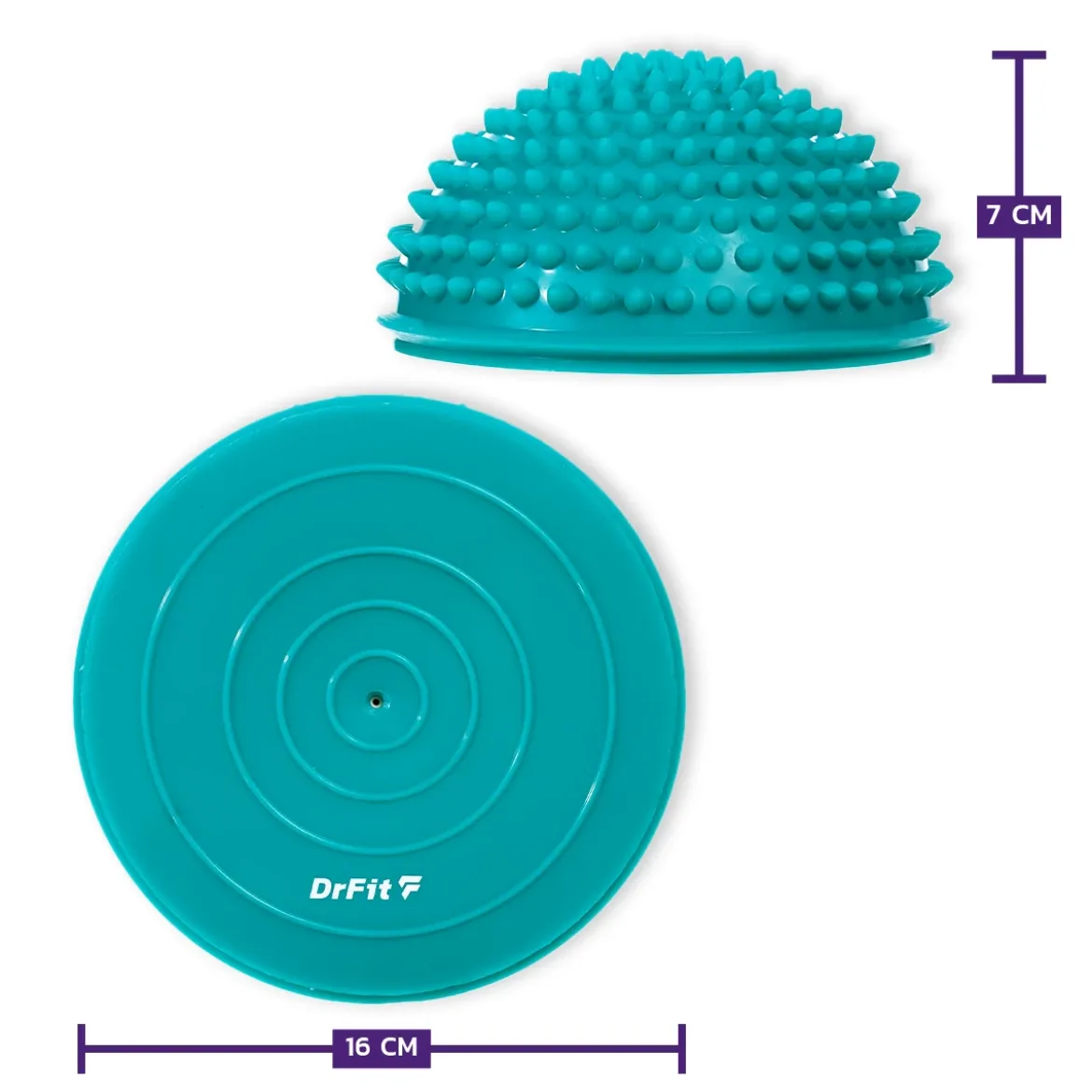 DrFit Masażer rehabilitacyjny półkula z wypustkami sensorycznymi (pół piłki)ø16x7 cm zielony