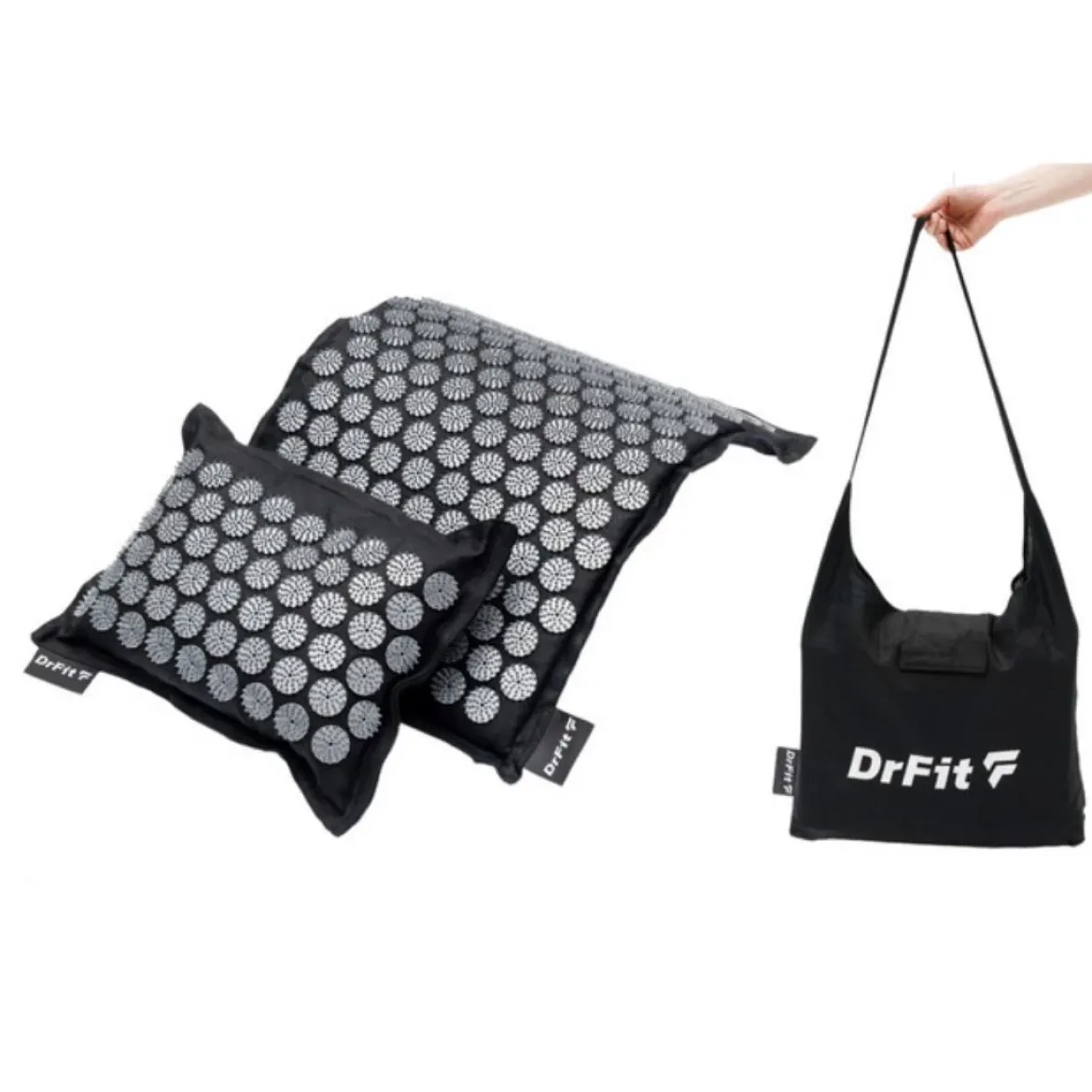 DrFit Mata do akupresury ECO HEMP + poduszka srebrne igły