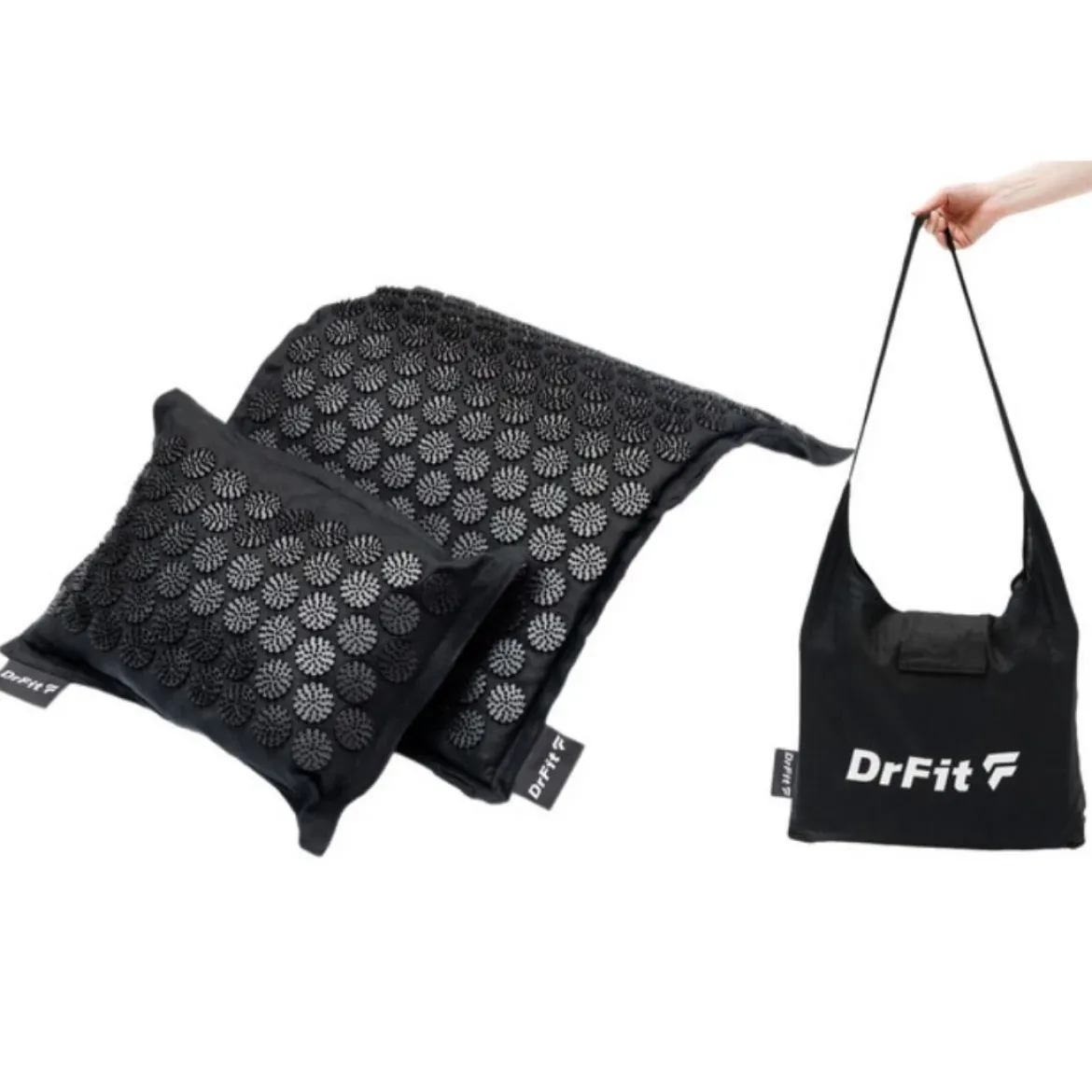 DrFit Mata do akupresury ECO HEMP + poduszka czarne igły