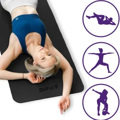 DrFit mata do ćwiczeń fitnessu i rehabilitacji czarna