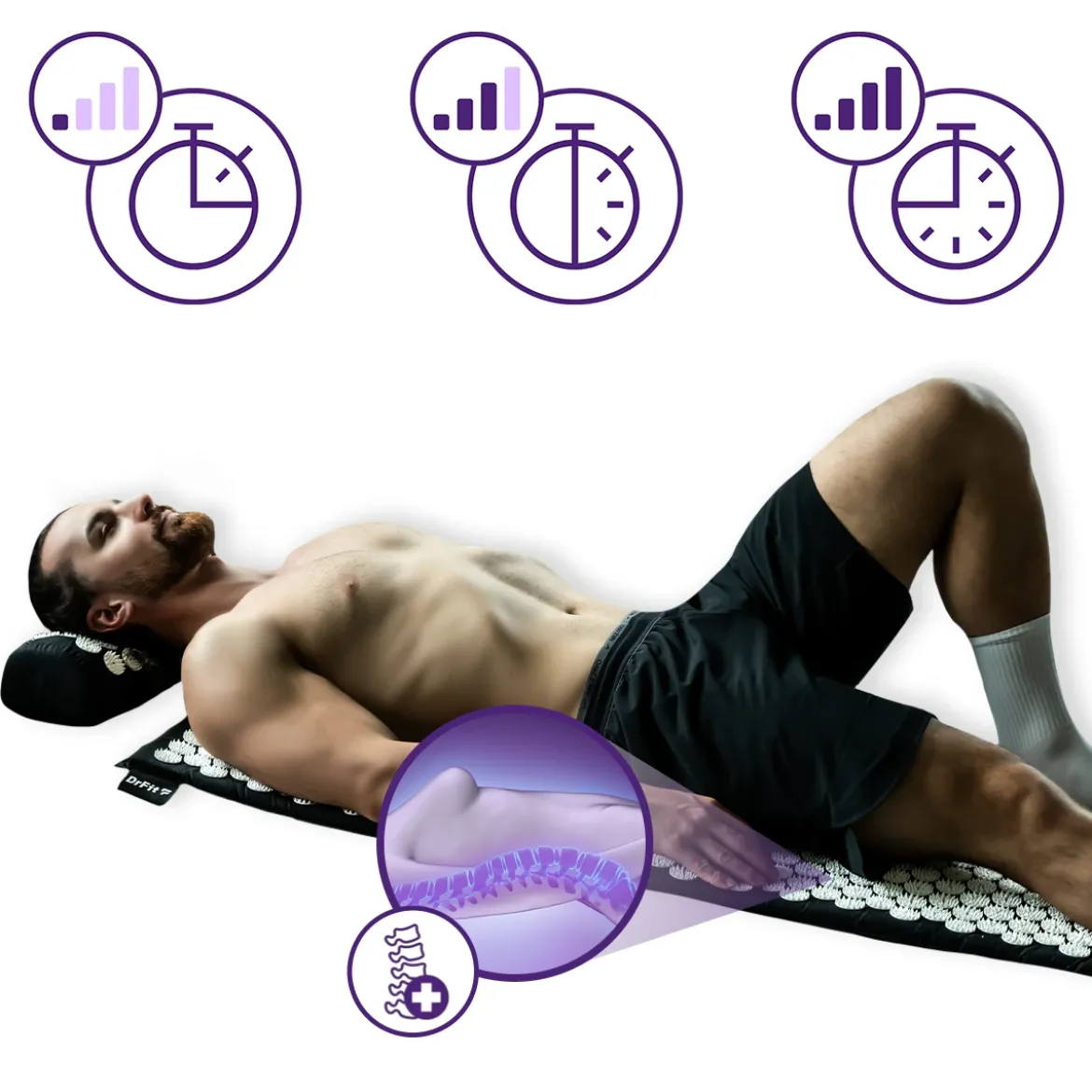 DrFit Mata długa do akupresury + poduszka białe igły