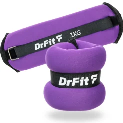 DrFit obciążniki do ćwiczeń na kostki i nadgarstki 1 kg (para) fioletowe