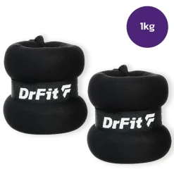 DrFit obciążniki do ćwiczeń na kostki i nadgarstki 1 kg (para) czarne