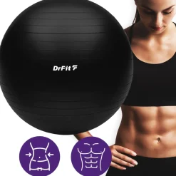 DrFit piłka do ćwiczeń fitness i rehabilitacji z pompką ø 85 czarna