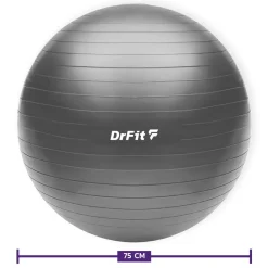 DrFit piłka do ćwiczeń fitness i rehabilitacji z pompką ø 75 szara