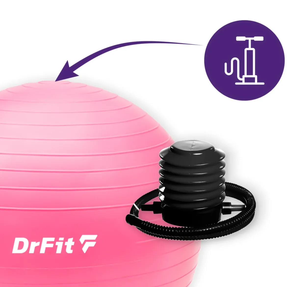 DrFit piłka do ćwiczeń fitness i rehabilitacji z pompką ø 45 różowa