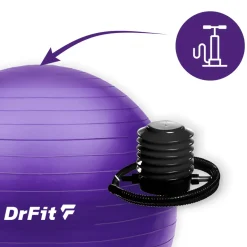 DrFit piłka do ćwiczeń fitness i rehabilitacji z pompką ø 55 fioletowa