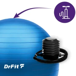 DrFit piłka do ćwiczeń fitness i rehabilitacji z pompką ø 65 niebieska