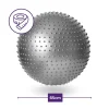 DrFit Piłka rehabilitacyjna gym ball z wypustkami do ćwiczeń fitness z pompką ø 65 srebrna
