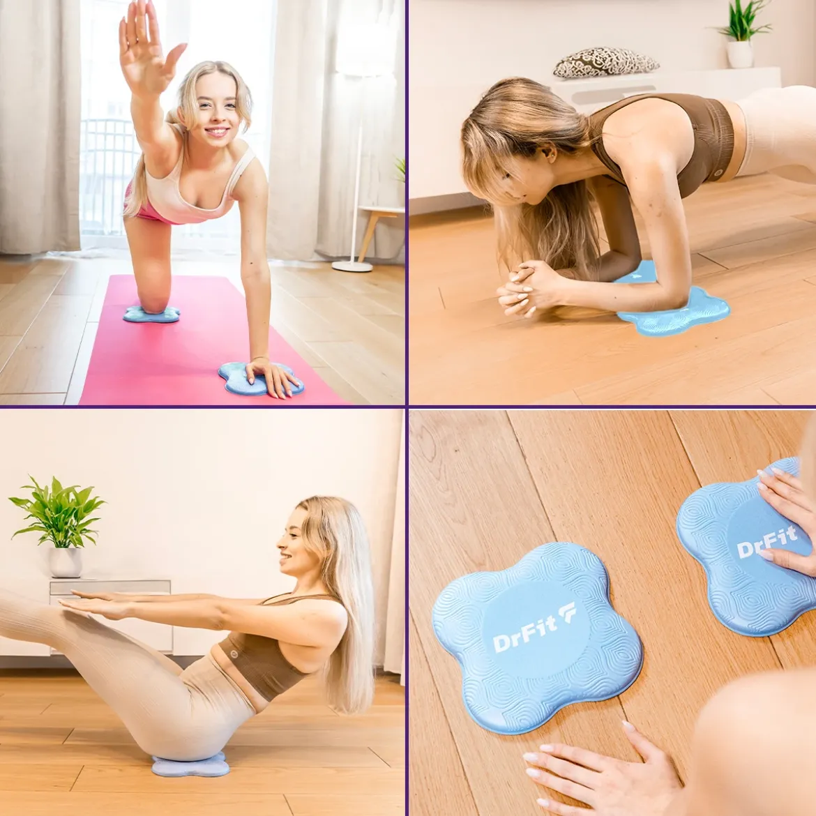 DrFit Podkładki amortyzujące do ćwiczeń, fitnessu i jogi niebieskie