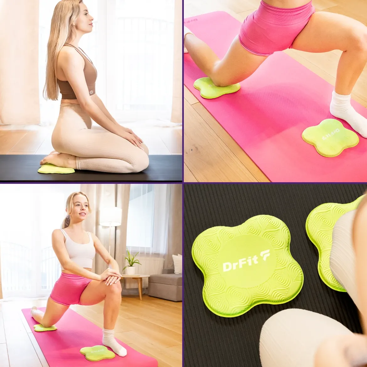 DrFit Podkładki amortyzujące do ćwiczeń, fitnessu i jogi zielone