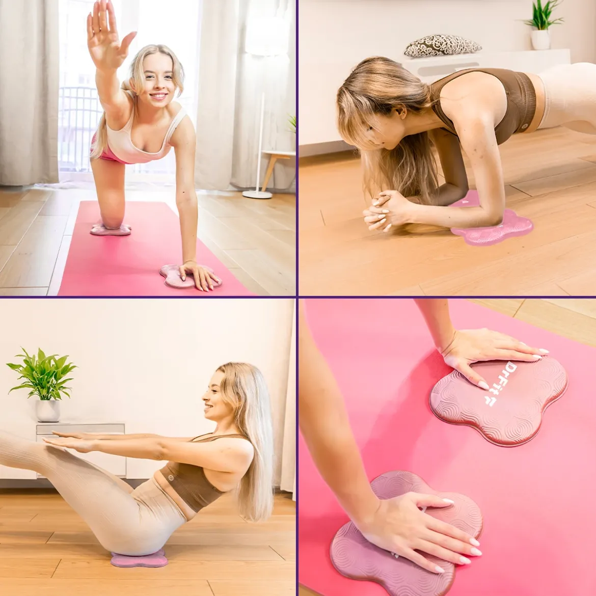 DrFit Podkładki amortyzujące do ćwiczeń, fitnessu i jogi różowe
