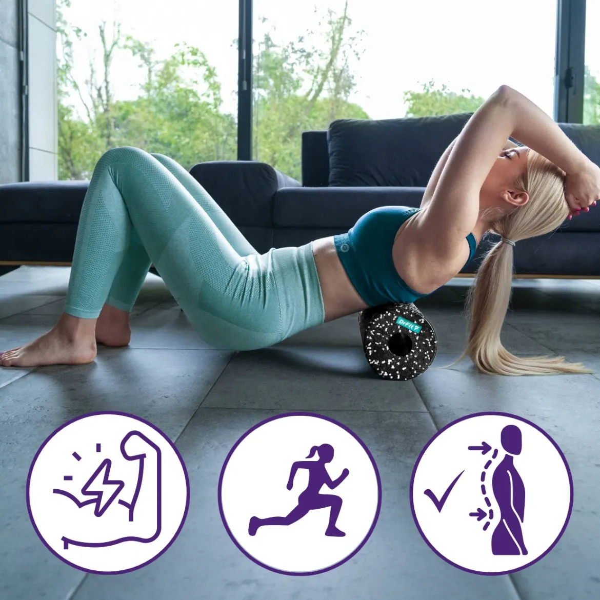 DrFit Roller do masażu i rehabilitacji piankowy zestaw 4 elementybiałe kropki