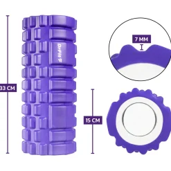 DrFit Roller do masażu i rehabilitacji z wypustkami fioletowy ø 15x33 cm