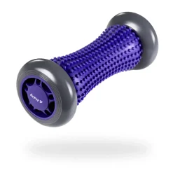 DrFit Roller rehabilitacyjny do stóp z wypustkami sensorycznymi fioletowy 17cm (szare koła)