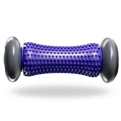 DrFit Roller rehabilitacyjny do stóp z wypustkami sensorycznymi fioletowy 17cm (szare koła)