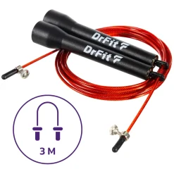 DrFit Skakanka z łożyskami Speed Rope czarna + czerwona linka 3 m