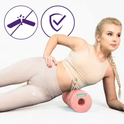 DrFit Travel roller do masażu i rehabilitacji gładki różowy ø 15 x 30 cm