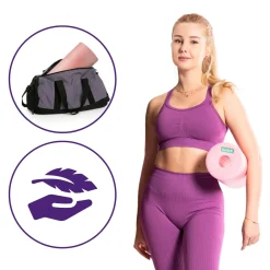 DrFit Travel roller do masażu i rehabilitacji gładki różowy ø 15 x 30 cm