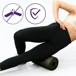 DrFit Travel roller do masażu i rehabilitacji gładki czarny ø 15 x 30 cm