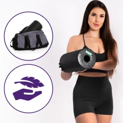 DrFit Travel roller do masażu i rehabilitacji gładki czarny ø 15 x 30 cm