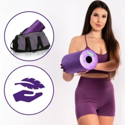 DrFit Travel roller do masażu i rehabilitacji gładki fioletowy ø 15 x 30 cm