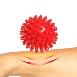 DrFit Twarda piłka do masażu rehabilitacyjnego z wypustkami sensorycznymiø 6 cm czerwona