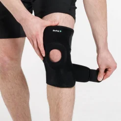 DrFit Zapinany stabilizator kolana z neoprenu z otworem na rzepkę